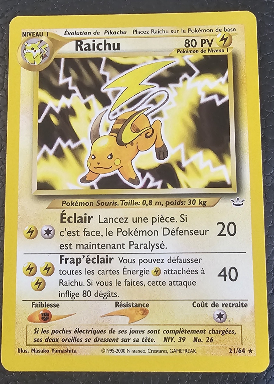 Carte Pokémon Raichu 21/64