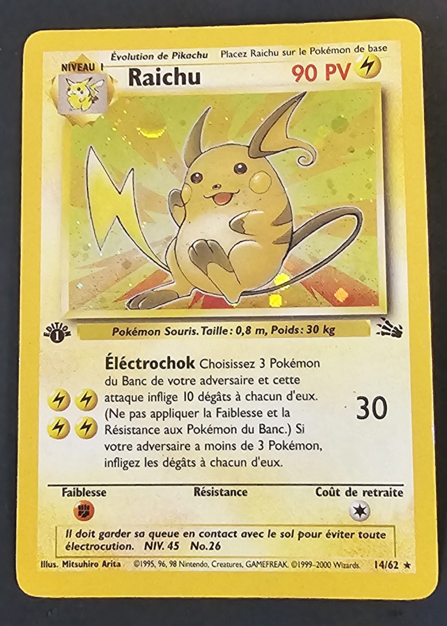 Carte Pokémon Raichu 1ere édition 14/62 de l'extension Base Set