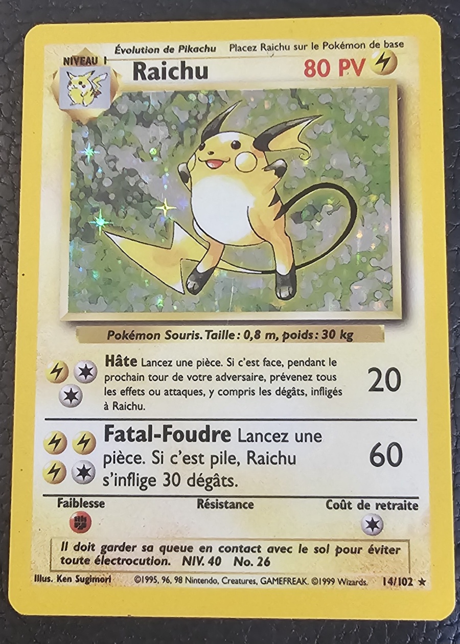 Carte Pokémon RAICHU 14/102 de l'extension Base Set